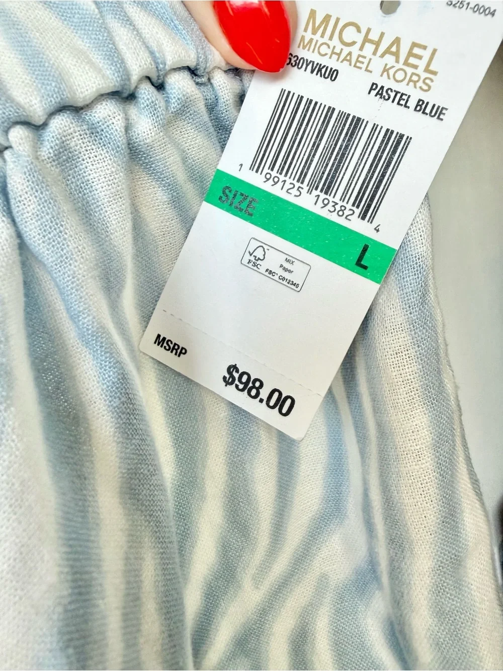 MICHAEL KORS NWT Linen Blend Pull On Shorts M Blue White Coastal Cruise